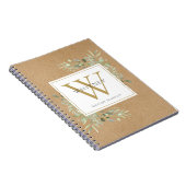 Rustieke Waterverf Groene Monogram Naam Notitieboek (Rechterzijde)