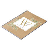 Rustieke Waterverf Groene Monogram Naam Notitieboek (Linkerzijde)