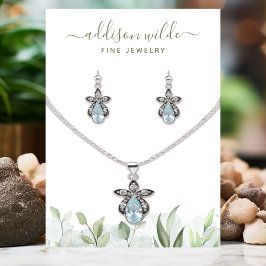 Rustieke Waterverf Groene Sieraden Display Visitekaartje