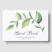 Rustieke waterverf groene tak bruidsdouche gastenboek (Voorkant)