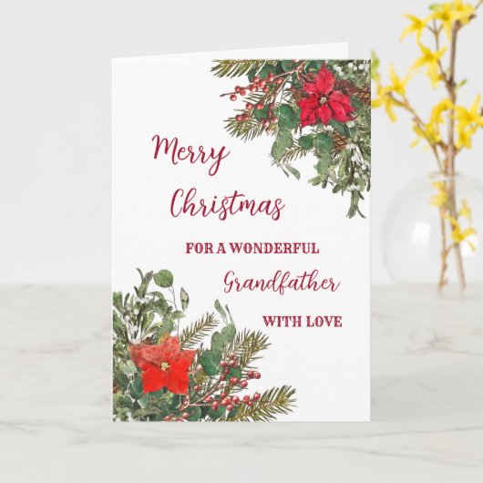 Rustieke Waterverf Grootvader Vrolijk Kerstfeest Kaart (Gele Bloem)