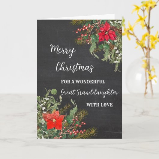 Rustieke Waterverf Grote kleindochter Kerstmis Kaart (Gele Bloem)