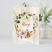 Rustieke Waterverf Herbst Bloemen RSVP Kaartje (Staand voorkant)