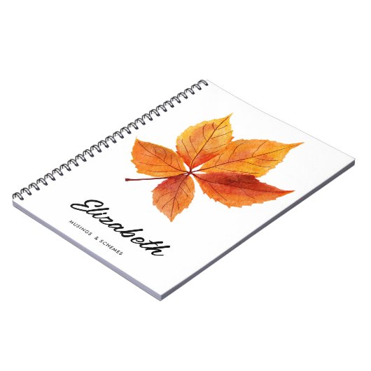 Rustieke Waterverf Herfst Autumn Leaf Monogram Notitieboek (Linkerzijde)