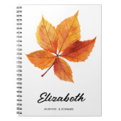 Rustieke Waterverf Herfst Autumn Leaf Monogram Notitieboek (Voorkant)