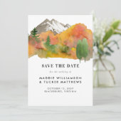 Rustieke Waterverf Herfst Berg Bruiloft Foto Save The Date (Staand voorkant)