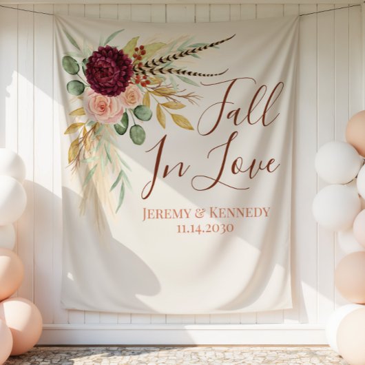 Rustieke Waterverf Herfst Bloemen Huwelijk Achterg Wandkleed