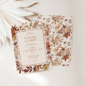 Rustieke Waterverf Herfst Bloemen Lijst Bruiloft Kaart