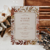 Rustieke Waterverf Herfst Bloemen Lijst Bruiloft Kaart