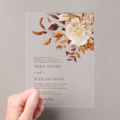 Rustieke Waterverf herfst bloemenbruiloft Acryl Uitnodigingen (Insitu (Draagbaar))
