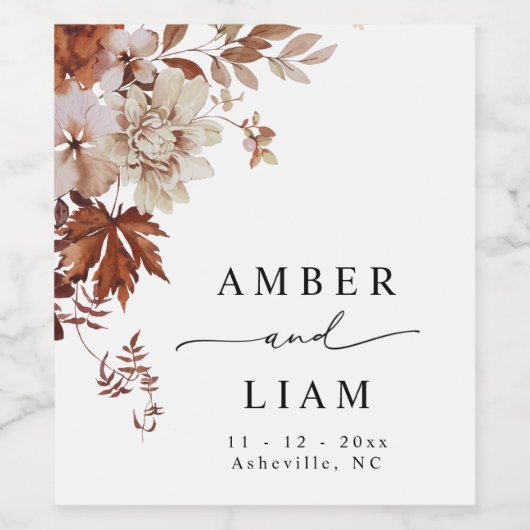 Rustieke Waterverf herfst bruiloft wijn label guns Wijn Etiket (Enkel label)