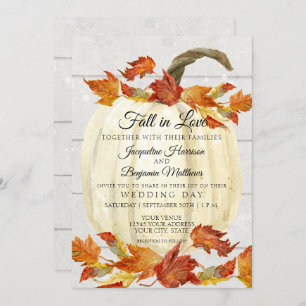 Rustieke Waterverf herfst laat pompoen wit hout Kaart