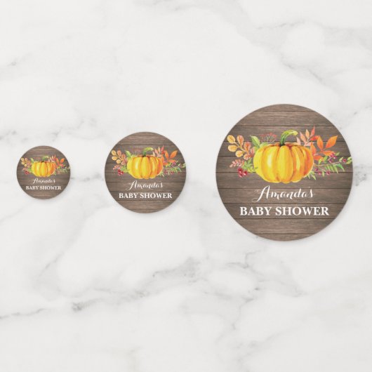 Rustieke Waterverf Herfst Pompoen Baby shower Confetti (Achterkanten)