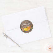 Rustieke Waterverf Herfst Pompoen Dank u Ronde Sticker (Envelop)