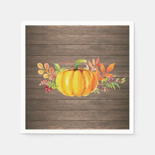 Rustieke Waterverf Herfst Pompoen Herfst Servet (Voorkant)
