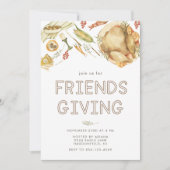 Rustieke Waterverf Herfst Turkije Friendsgiving Di Kaart (Voorkant)