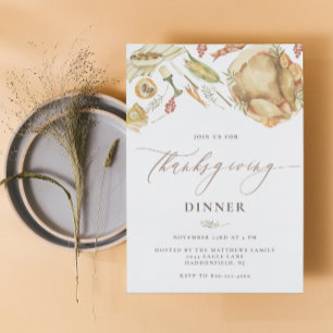 Rustieke Waterverf Herfst Turkije Thanksgiving Din Kaart