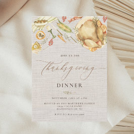Rustieke Waterverf Herfst Turkije Thanksgiving Din Kaart