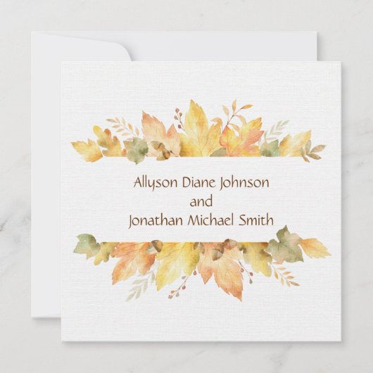 Rustieke Waterverf herfstbladeren plein | Kaart (Voorkant)