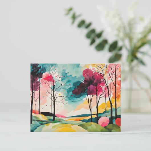 Rustieke Waterverf herfstschoonheid Briefkaart (Staand voorkant)