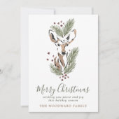 Rustieke Waterverf Herten Dennengehakt Kerstkaart (Voorkant)