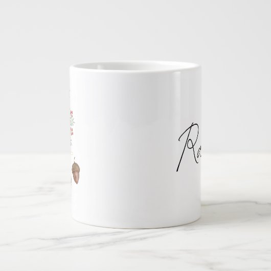 Rustieke Waterverf Herten en Botanicals Kerst Grote Koffiekop (Voorkant)