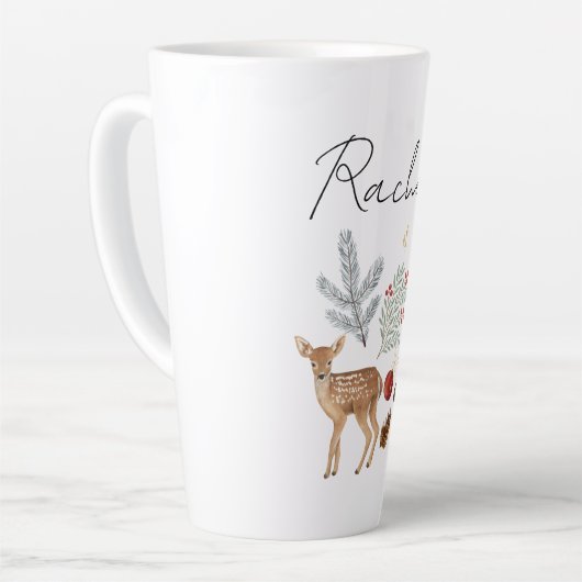 Rustieke Waterverf Herten en Botanicals Kerst Latte Mok (Linkerhoek)