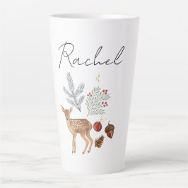 Rustieke Waterverf Herten en Botanicals Kerst Latte Mok
