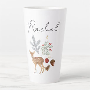 Rustieke Waterverf Herten en Botanicals Kerst Latte Mok