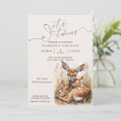 Rustieke Waterverf Herten en Twin Fawns Kaart (Staand voorkant)