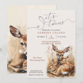 Rustieke Waterverf Herten en Twin Fawns Kaart (Voorkant / Achterkant)