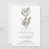 Rustieke Waterverf Herten Holiday Open House Kaart (Voorkant)