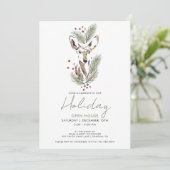 Rustieke Waterverf Herten Holiday Open House Kaart (Staand voorkant)