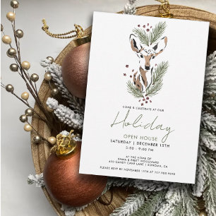 Rustieke Waterverf Herten Holiday Open House Kaart