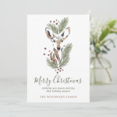 Rustieke Waterverf Herten Kerst Feestdagenkaart (Staand voorkant)