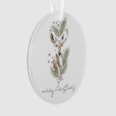 Rustieke Waterverf Herten Kerst Keepsake Ornament (voorkant)