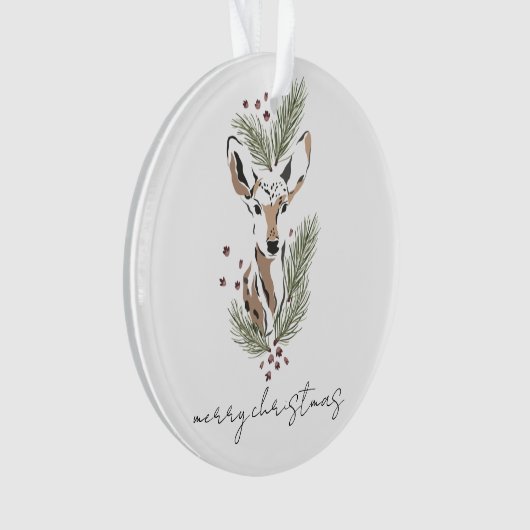 Rustieke Waterverf Herten Kerst Keepsake Ornament (voorkant)