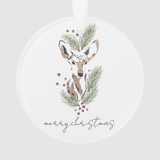 Rustieke Waterverf Herten Kerst Keepsake Ornament (achterkant)