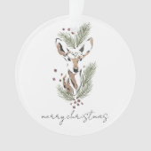 Rustieke Waterverf Herten Kerst Keepsake Ornament (voorkant)