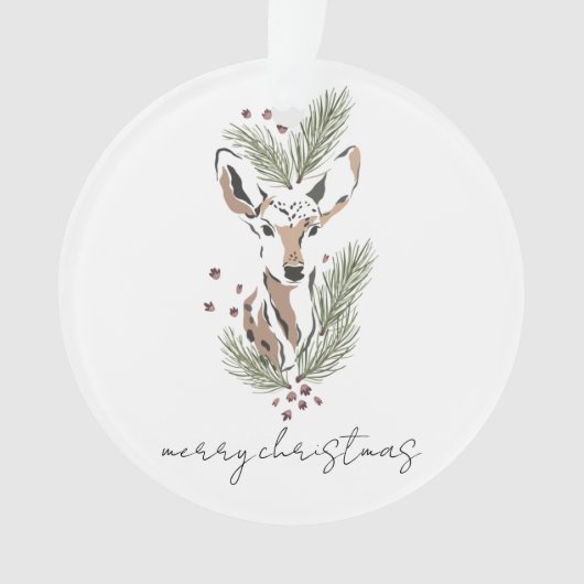 Rustieke Waterverf Herten Kerst Keepsake Ornament (voorkant)