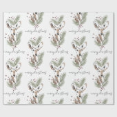 Rustieke Waterverf Herten Kerstpatroon Cadeaupapier (Vlak)