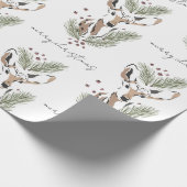 Rustieke Waterverf Herten Kerstpatroon Cadeaupapier (Hoek)