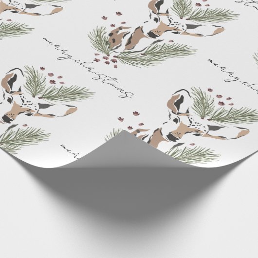 Rustieke Waterverf Herten Kerstpatroon Cadeaupapier (Hoek)
