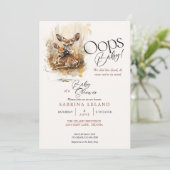 Rustieke Waterverf Herten Oops Baby Kaart (Staand voorkant)