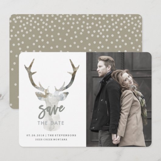 RUSTIEKE WATERVERF HERTEN | Save the date (Voorkant / Achterkant)