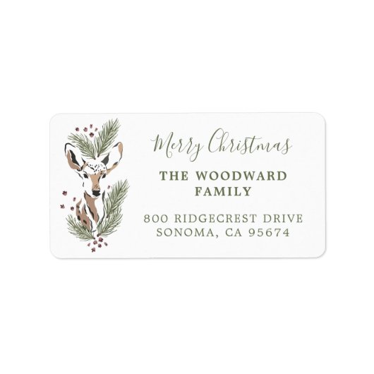 Rustieke Waterverf Herten Vakantie Retouradres Etiket (Voorkant)