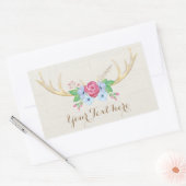 Rustieke Waterverf Hertengewei met bloemen Rechthoekige Sticker (Envelop)