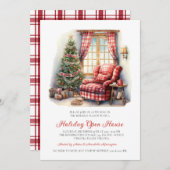 Rustieke Waterverf Holiday Open House Invitation Kaart (Voorkant / Achterkant)