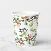 Rustieke Waterverf Holly Pattern Vrolijk Kerstfees Papieren Bekers (Achterkant)