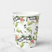 Rustieke Waterverf Holly Pattern Vrolijk Kerstfees Papieren Bekers (Rechts)